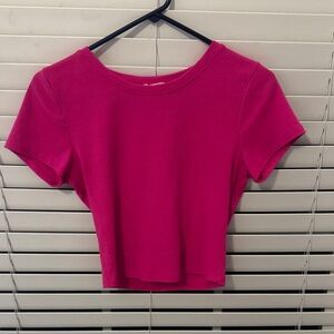 Bozzolo Fuchsia Ribbed Crop Top